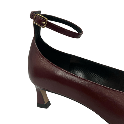 Slingback Cecconello Feminino Salto Baixo Malbec Couro