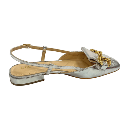 Slingback Cecconello Prata Couro 