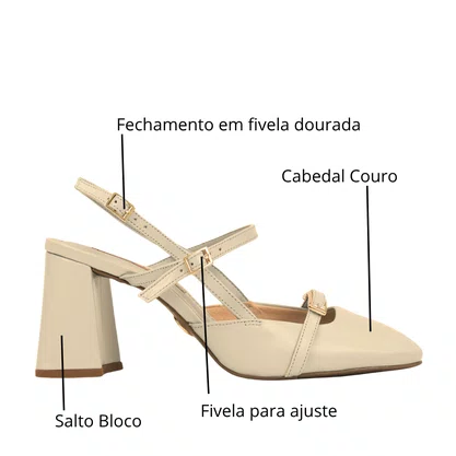 Slingback Jorge Bischoff Feminina Off White Couro