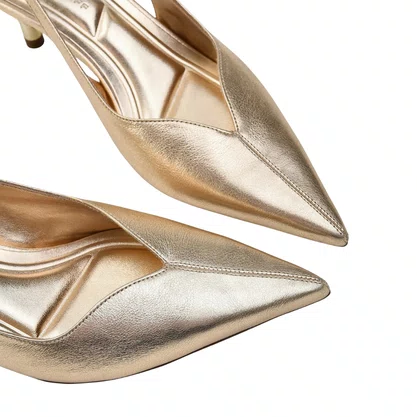 Slingback Jorge Bischoff Feminino Dourado Couro