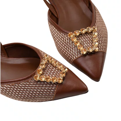 Slingback Jorge Bischoff Feminino Marrom Tabaco Couro