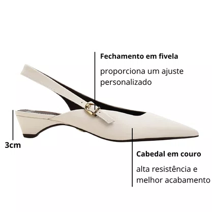 Slingback Jorge Bischoff Feminino Off White Couro