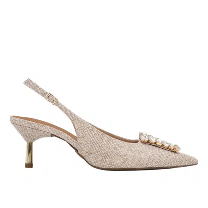 Slingback Jorge Bischoff feminino Pedrarias Off White Couro