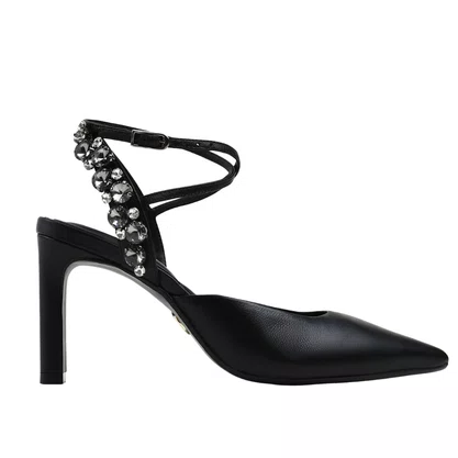 Slingback Jorge Bischoff Feminino Salto Alto Preto Couro