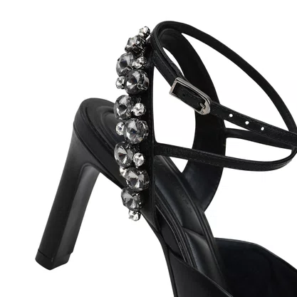 Slingback Jorge Bischoff Feminino Salto Alto Preto Couro