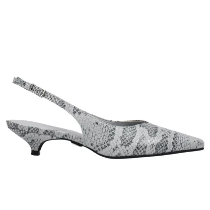 Slingback Jorge Bischoff Feminino Salto Baixo Snake Azul Hortênsia Couro