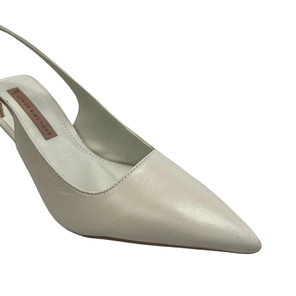 Slingback Jorge Bischoff Feminino Salto Fino Branco Couro