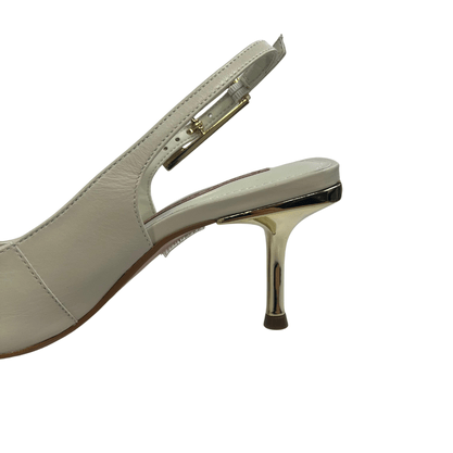 Slingback Jorge Bischoff Feminino Salto Fino Branco Couro