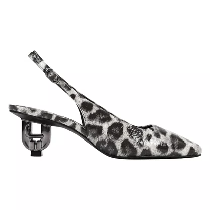 Slingback Jorge Bischoff Feminino Salto Jb Hee Onça Preto Branco Couro