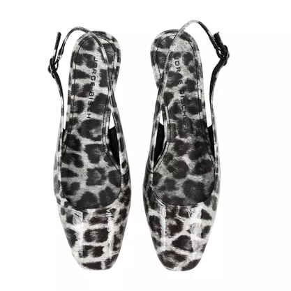 Slingback Jorge Bischoff Feminino Salto Jb Hee Onça Preto Branco Couro