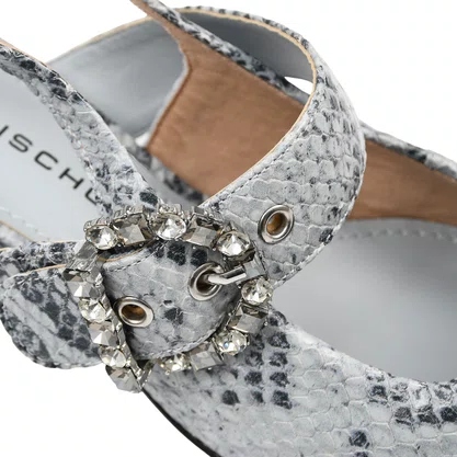 Slingback Jorge Bischoff Feminino Snake Azul Hortênsia Couro 