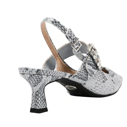 Slingback Jorge Bischoff Feminino Snake Azul Hortênsia Couro 