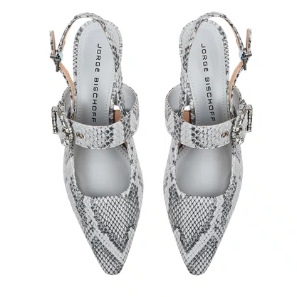 Slingback Jorge Bischoff Feminino Snake Azul Hortênsia Couro 