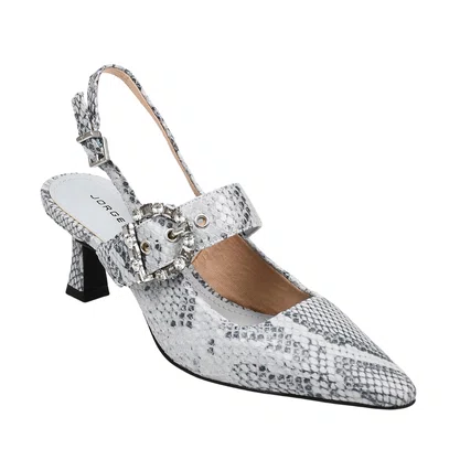 Slingback Jorge Bischoff Feminino Snake Azul Hortênsia Couro 