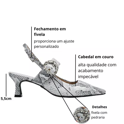 Slingback Jorge Bischoff Feminino Snake Azul Hortênsia Couro 