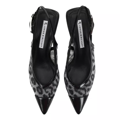 Slingback Jorge Bischoff Feminino Telado Onça 