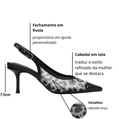 Slingback Jorge Bischoff Feminino Telado Onça 