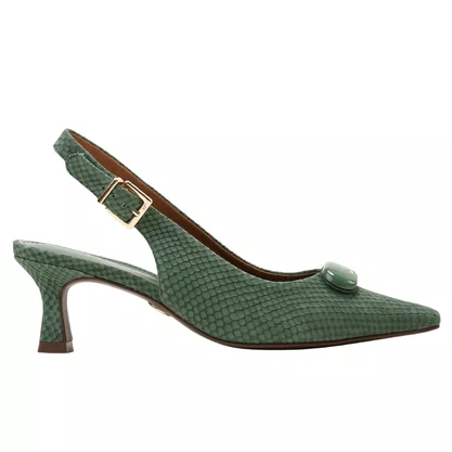 Slingback Jorge Bischoff Feminino Verde Bambu Couro