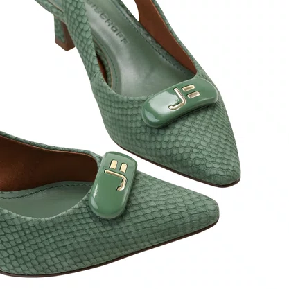 Slingback Jorge Bischoff Feminino Verde Bambu Couro