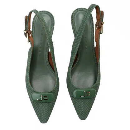 Slingback Jorge Bischoff Feminino Verde Bambu Couro