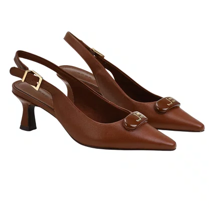 Slingback Jorge Bischoff Marrom Tabaco Couro