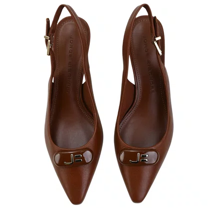 Slingback Jorge Bischoff Marrom Tabaco Couro