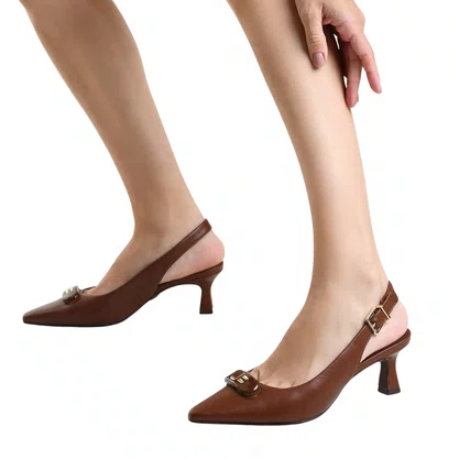 Slingback Jorge Bischoff Marrom Tabaco Couro