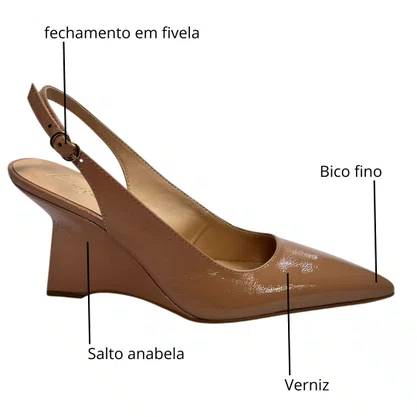 Slingback Luiza Barcelos Feminino Blush Couro Verniz