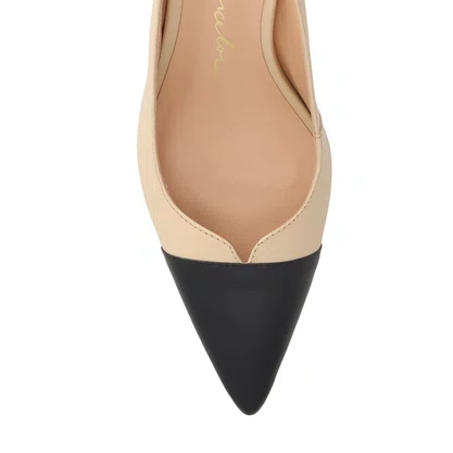 Slingback Luiza Barcelos Feminino Salto Médio Nata Preto Couro