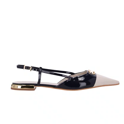 Slingback Luz da Lua Feminino Panna Netuno Couro Verniz