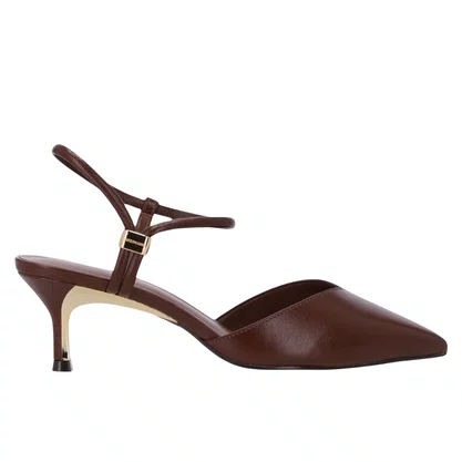 Slingback Luz da Lua Feminino Salto Médio Trufa Couro