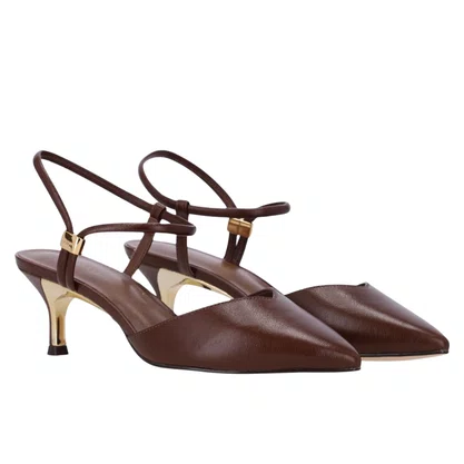 Slingback Luz da Lua Feminino Salto Médio Trufa Couro