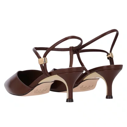 Slingback Luz da Lua Feminino Salto Médio Trufa Couro