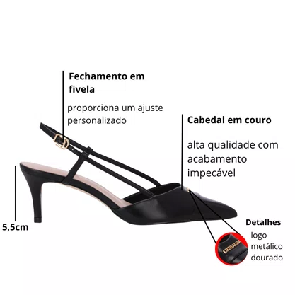 Slingback Luz da Lua Feminino Verona Preto Couro