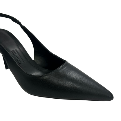 Slingback Santa Lolla Feminino Salto fino Preto Couro