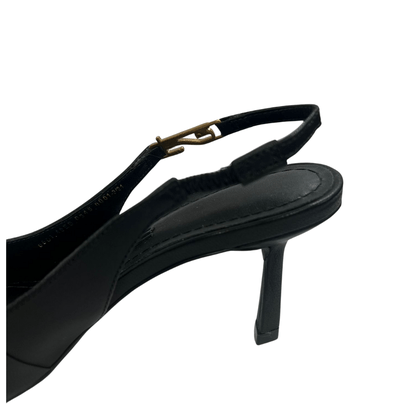 Slingback Santa Lolla Feminino Salto fino Preto Couro