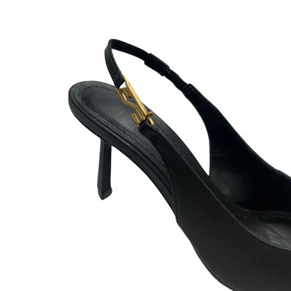 Slingback Santa Lolla Feminino Salto fino Preto Couro