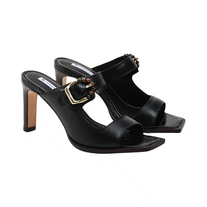 Tamanco Jorge Bischoff Feminino Preto Couro Camuça