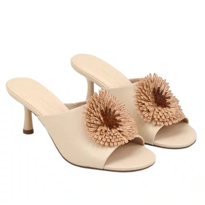 Tamanco Jorge Bischoff Ráfia Off White Marrom Couro