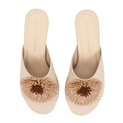 Tamanco Jorge Bischoff Ráfia Off White Marrom Couro