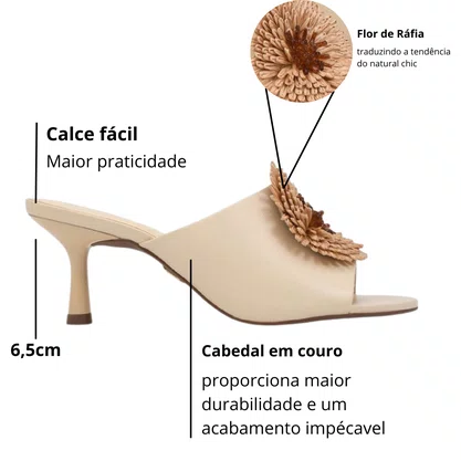Tamanco Jorge Bischoff Ráfia Off White Marrom Couro