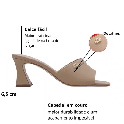 Tamanco Luz da Lua Feminino Saara Frappe Couro