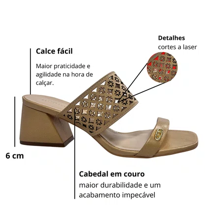 Tamanco Luz da Lua Feminino Salto Bloco Butter Couro