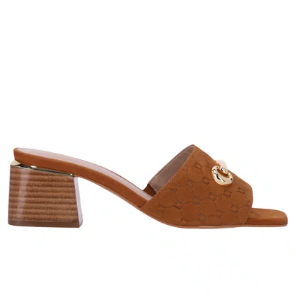 Tamanco Luz da Lua Feminino Bison Caramelo Couro
