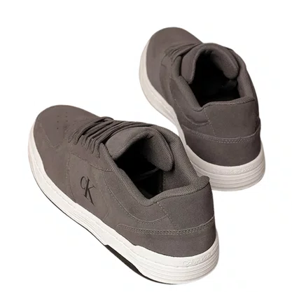 Tênis Calvin Klein Court  Masculino Jeans Chumbo Couro Camurça 