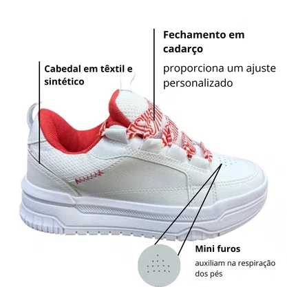 Tênis Chilli Bens Feminino Branco Vermelho