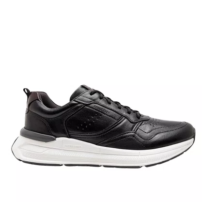 Tênis Democrata Masculino Denim Brad Ultra Light Preto Couro