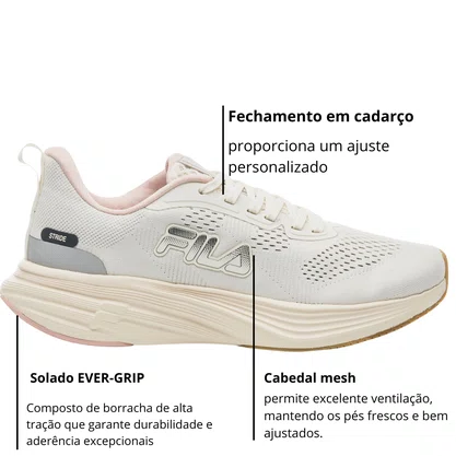 Tênis Fila Stride Feminino Bege Rose Cinza