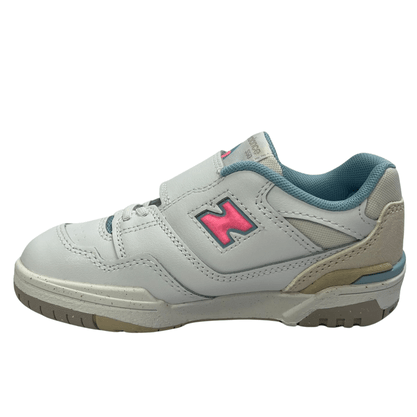 Tênis New Balance 550 Infantil Branco Rosa Couro