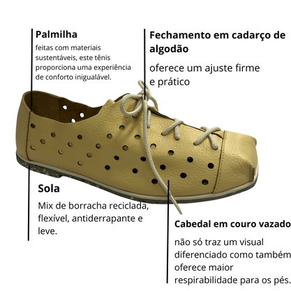 Tênis Ipadma Feminino Creme Brule Couro